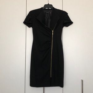 Ellen Tracy Ruched Sleeves Zipper Dress